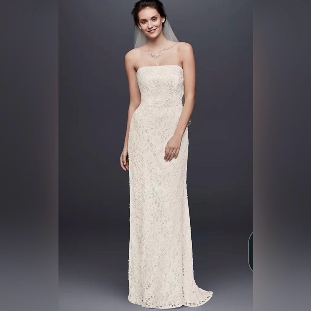 Galina Allover Beaded Lace Sheath Gown With Empire Waist Style # S8551